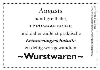 Augusts Erinnerungsschatulle Wurstwaren, m. 40 Minipostkarten
