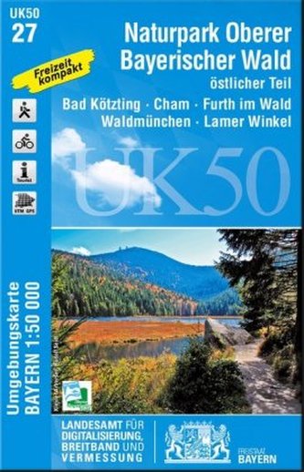 Topographische Karte Bayern Naturpark Oberer Bayerischer Wald, östlicher Teil