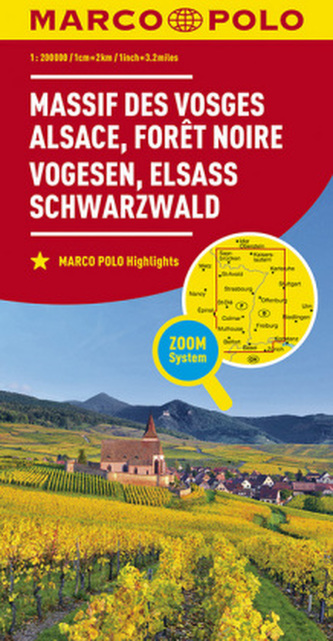 MARCO POLO Karte Frankreich Vogesen, Elsass, Schwarzwald 1:200 000. Vosges Mountains, Alsace, Black Forest. Massif des Vosges, A