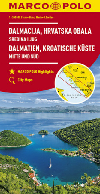 MARCO POLO Karte HR Dalmatien, Kroatische Küste 1: 200 000. Dalmacija, Hrvatska Obala / Dalmatia, Croatian Coastline Central and