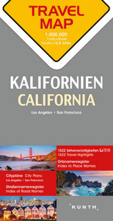 Travelmap Reisekarte Kalifornien 1:800.000. California. Californie
