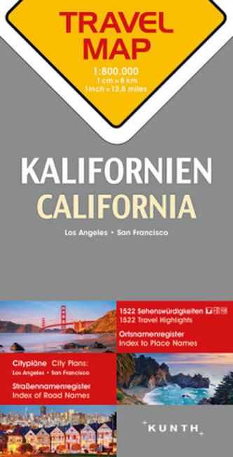 Travelmap Reisekarte Kalifornien 1:800.000. California. Californie
