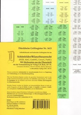 BILANZSTEUERRECHT (AktG, GmbHG, HGB, UmwG), 94 Griffregister Nr. 1170 mit Stichworten für das Steuerberaterexamen (2017/2018) mi