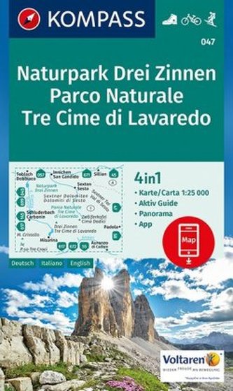 Kompass Karte Naturpark Drei Zinnen. Parco Naturale Tre Cime di Lavaredo