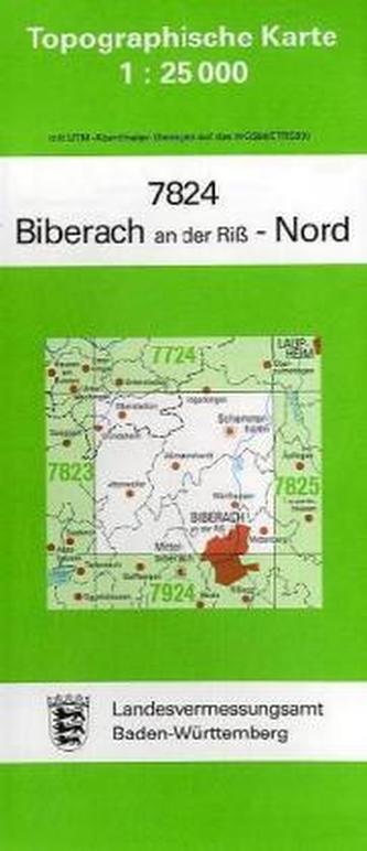 Topographische Karte Baden-Württemberg Biberach an der Riß, Nord