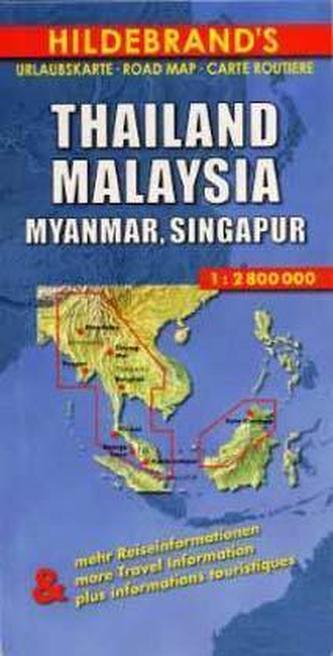 Hildebrand's Urlaubskarte Thailand, Malaysia, Myanmar, Singapur. Thailand, Malaysia, Myanmar, Singapore
