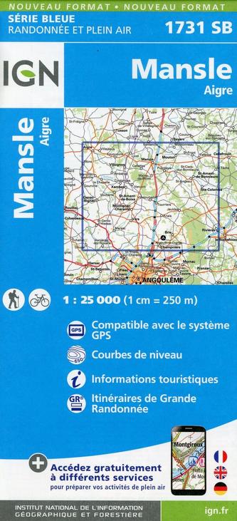 IGN Karte, Serie Bleue Mansle Aigre