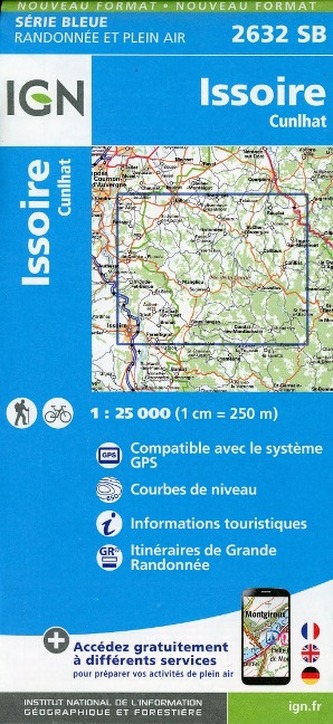 IGN Karte, Serie Bleue Issoire Cunlhat