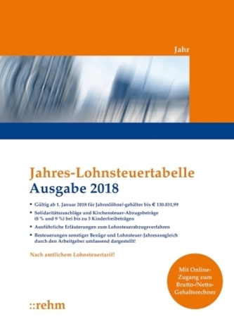 Jahres-Lohnsteuertabelle Ausgabe 2018