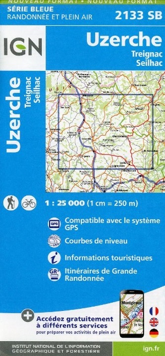 IGN Karte, Serie Bleue Uzerche Treignac