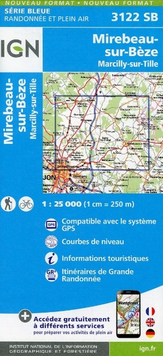 IGN Karte, Serie Bleue Mirebeau-sur-Beze