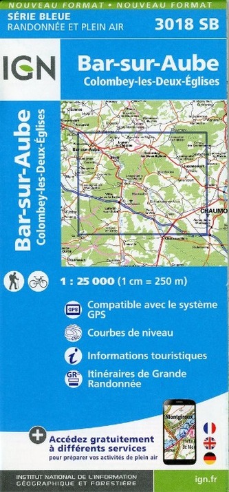 IGN Karte, Serie Bleue Bar-sur-Aube. Colombey-les-Deux-Églises