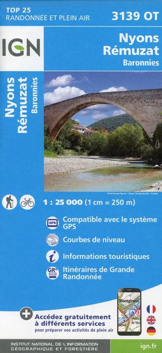 IGN Karte, Carte de randonnée (et plein air) Nyons Remuzat