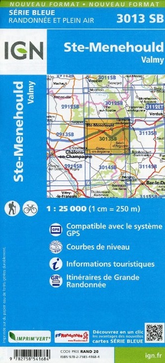 IGN Karte, Serie Bleue Ste-Menehould Valmy