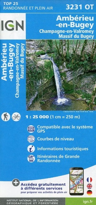 IGN Karte, Carte de randonnée (et plein air) Ambérieu-en-Bugey