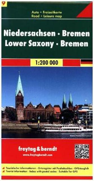 Freytag & Berndt Autokarte Niedersachsen, Bremen / Lower Saxony, Bremen. Basse-Saxe, Breme / Bassa Sassonia, Brema / Baja Sajoni