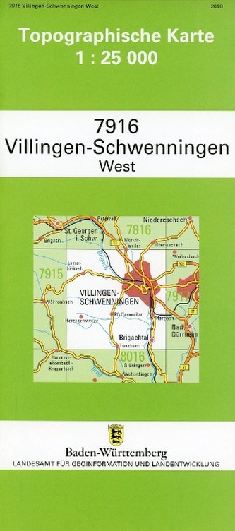 Topographische Karte Baden-Württemberg Villingen-Schwenningen, West