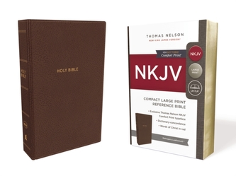 NKJV, Reference Bible, Compact Large Print, Leathersoft, Brown, Red Letter Edition, Comfort Print