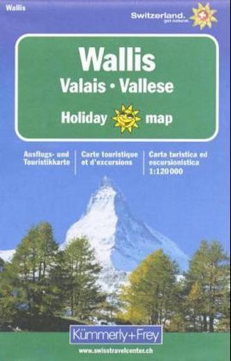 Kümmerly & Frey Karte Wallis. Valais. Vallese