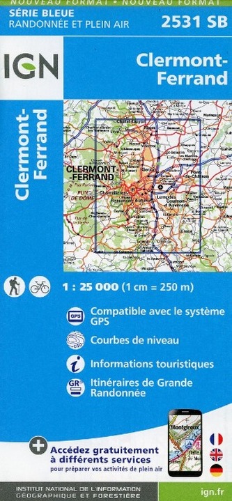IGN Karte, Serie Bleue Clermont-Ferrand