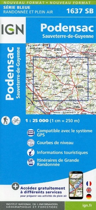 IGN Karte, Serie Bleue Podensac Sauveter