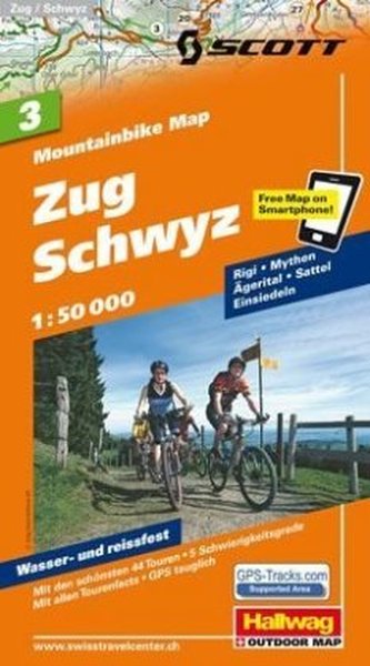 Hallwag Mountainbike Map Zug, Schwyz Hallwag Mountainbike Map Zug, Schwyz