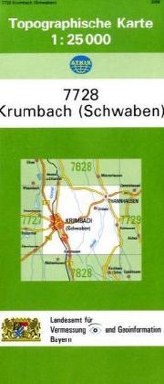 Topographische Karte Bayern Krumbach (Schwaben)