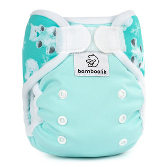 Minimimi svrchní kalhotky Duo Bamboolik Azurová + Lední medvědi