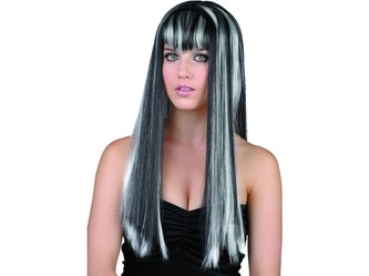 Paruka černobílá - dlouhé vlasy