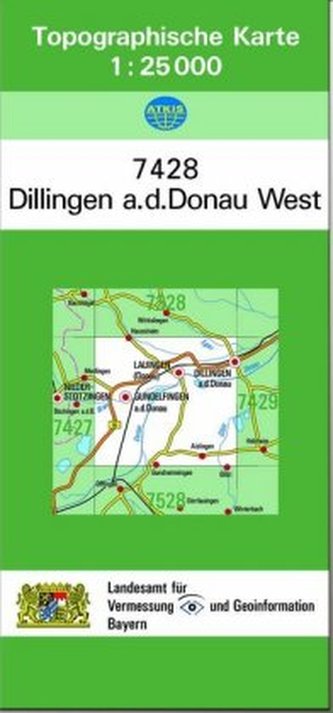 Topographische Karte Bayern Dillingen a. d. Donau West