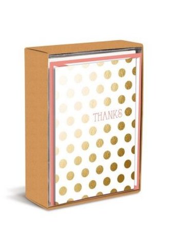 Boxed Notes: Gold Polkadots - Gruß- und Geschenkkartenbox mit Kuverts: Goldene Punkte