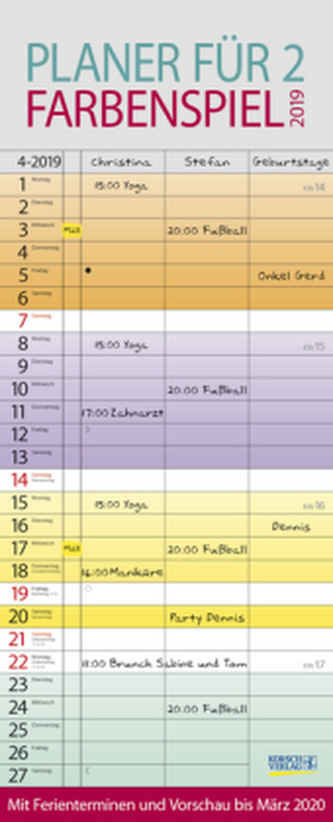 Farbenspiel - Planer für 2 2019