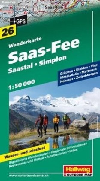 Saas Fee-Saastal-Simplon Wanderkarte Nr. 26, 1:50 000