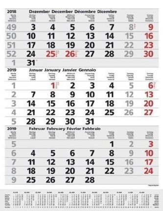 3-Monats-Planer Comfort Grau 2019