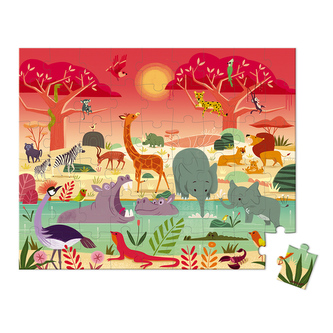 Puzzle pro děti Savana Janod v kufříku 54 ks