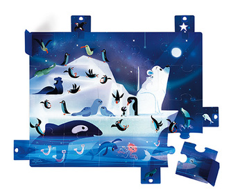 Dětské puzzle s překvapením Zvířátka Antarktida Janod s otevíracími okénky 20 ks od 2r.