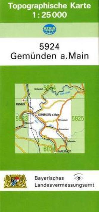 Topographische Karte Bayern Gemünden a. Main