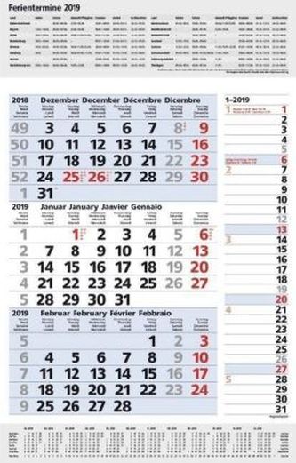 3-Monats-Planer Combi Blau 2019