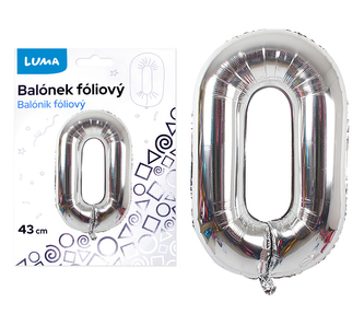Balónek foliový  č. 0  STŘÍBRNÝ 43cm LUMA