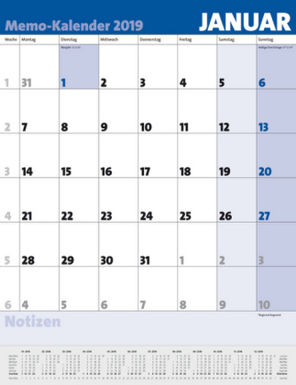 Memo-Kalender 2019
