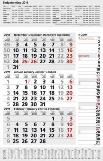 3-Monats-Planer Combi Grau 2019