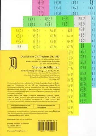 STEUERRICHTLINIEN Dürckheim-Griffregister Nr. 1866 (2018/166.EL)