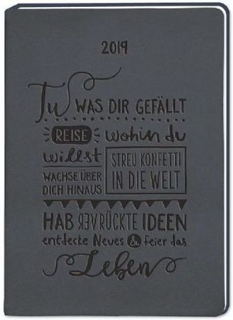 Terminplaner Lederlook A5 Schwarz (Tu was dir gefällt) 2019