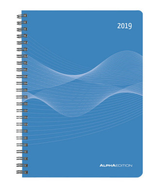 Wochenplaner mit Wire-O, PP blau 2019