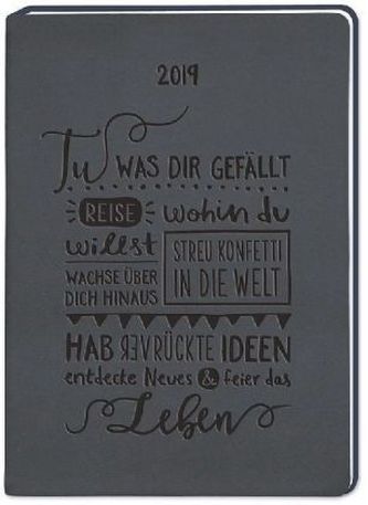 Terminplaner Lederlook A6 Schwarz (Tu was dir gefällt) 2019