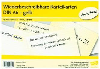 Wiederbeschreibbare Karteikarten DIN A6 - gelb