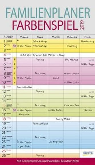 Familienplaner Farbenspiel 2019