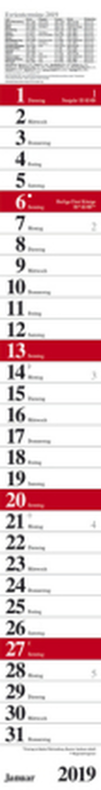 Streifenplaner Praktika Rot 2019