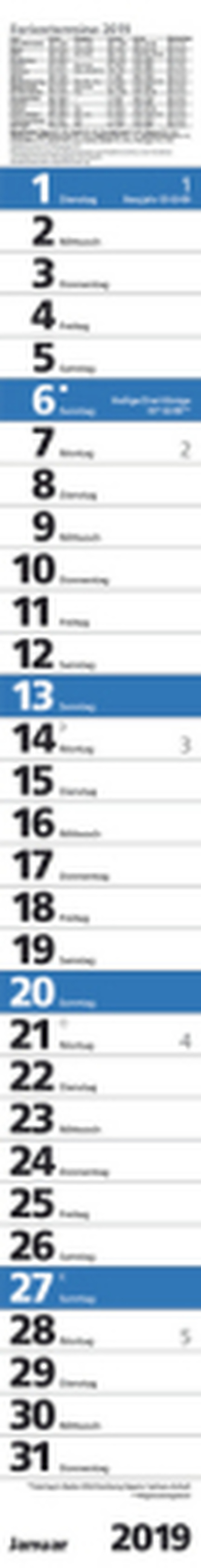 Streifenplaner Praktika Blau 2019