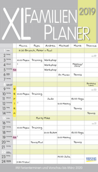 XL Familienplaner Pastell 2019